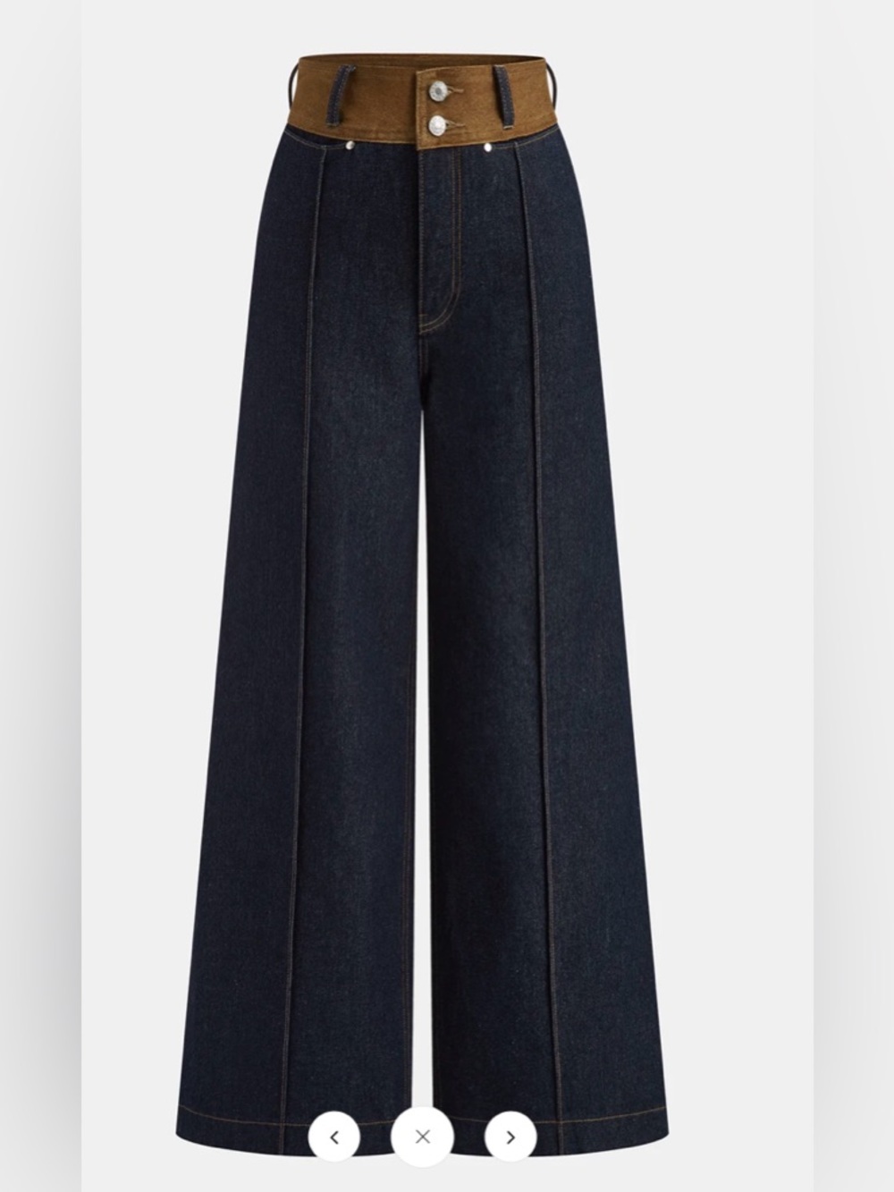 Commense Waistband Denim Straight -Leg Mid Waist Pants XL